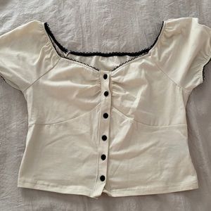 Brand new - size S cream and black lace trim crop